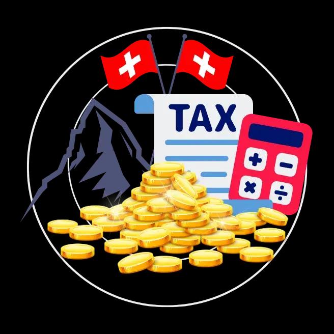 Calculateur d'impôts numérique affichant le drapeau suisse, symbolisant la facilité de calcul des impôts en Suisse avec l'outil de TieTalent.